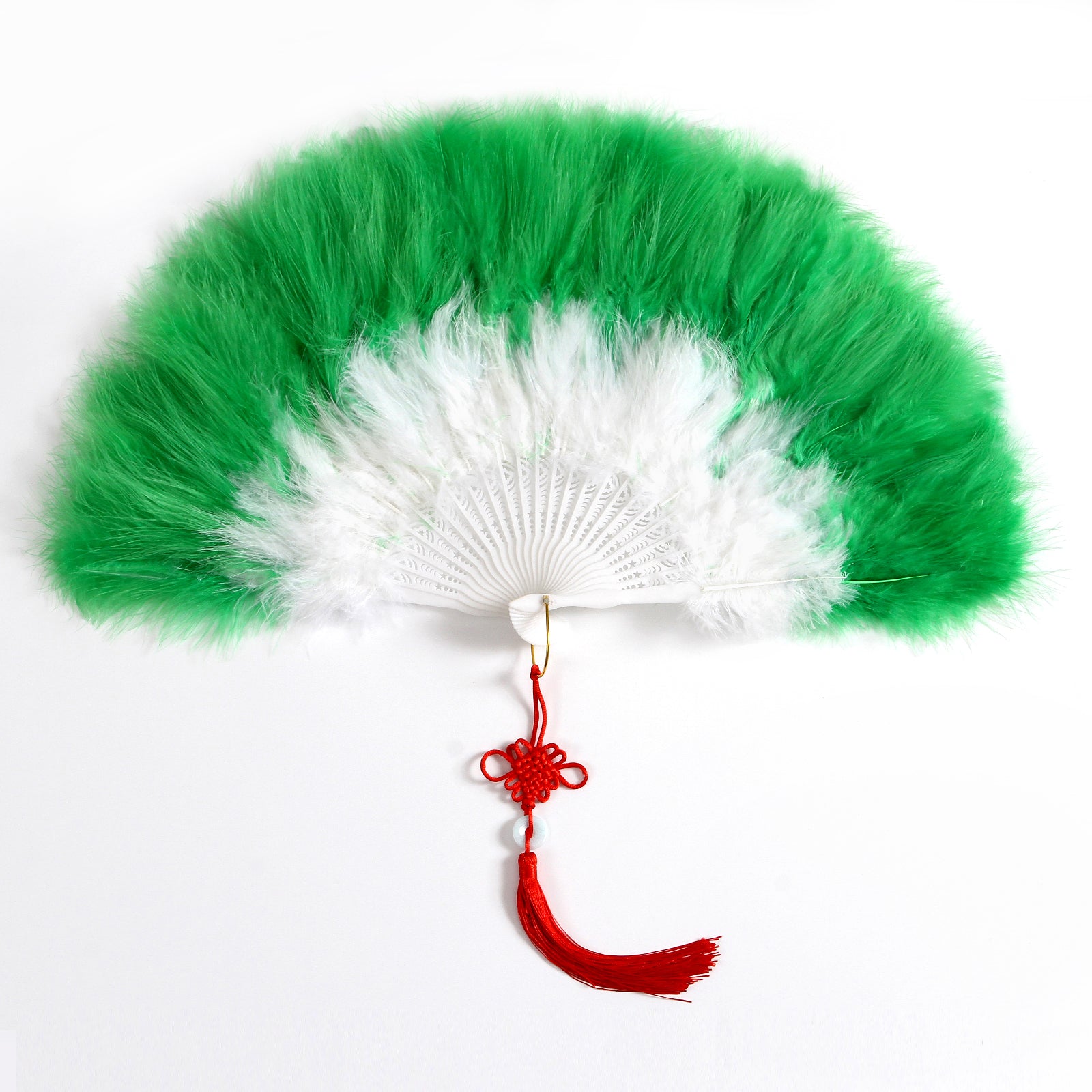 Marabou Feather Fan white+green